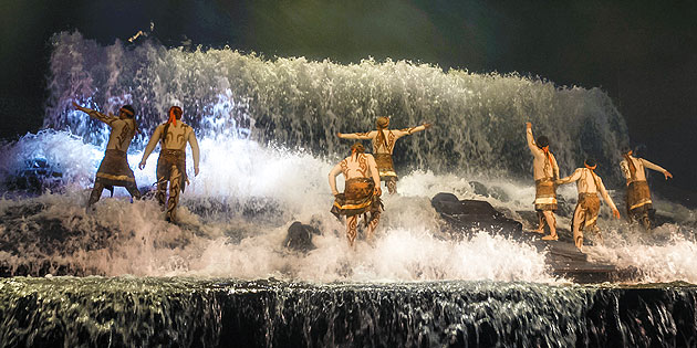 Golden Mask Dynasty Waterfall Scene